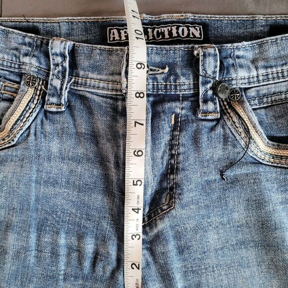 Affliction Jeans Mens 30x30 Blue Blake Straight Embroidered Y2K Button Pockets - Picture 8 of 10